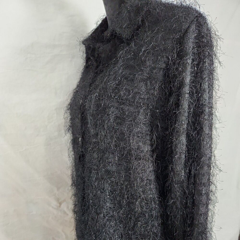 Creative Design Works Womens Button Up Eyelash Shirt Size M Black Long Sleeve - Picture 8 of 11